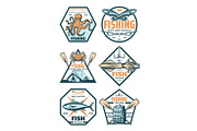 Fishing sport badges and icons