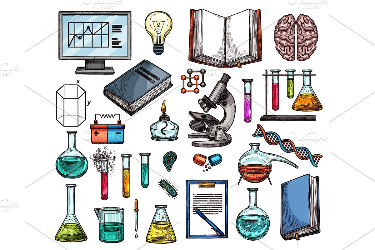 Science or laboratory sketches in Illustrations - product preview 8
