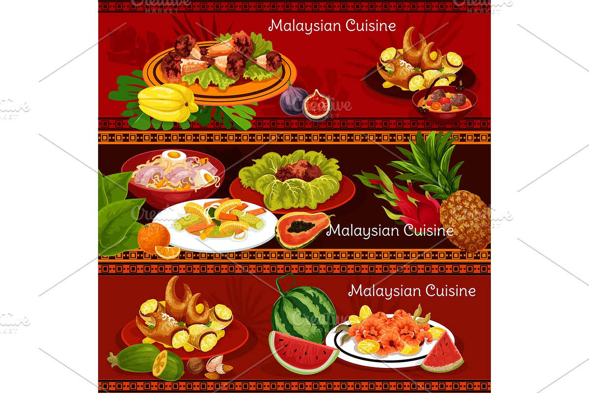 Malaysian cuisine banners in Illustrations - product preview 8