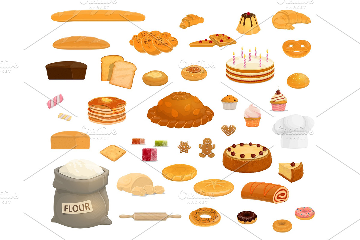 Bread and pastry desserts in Illustrations - product preview 8