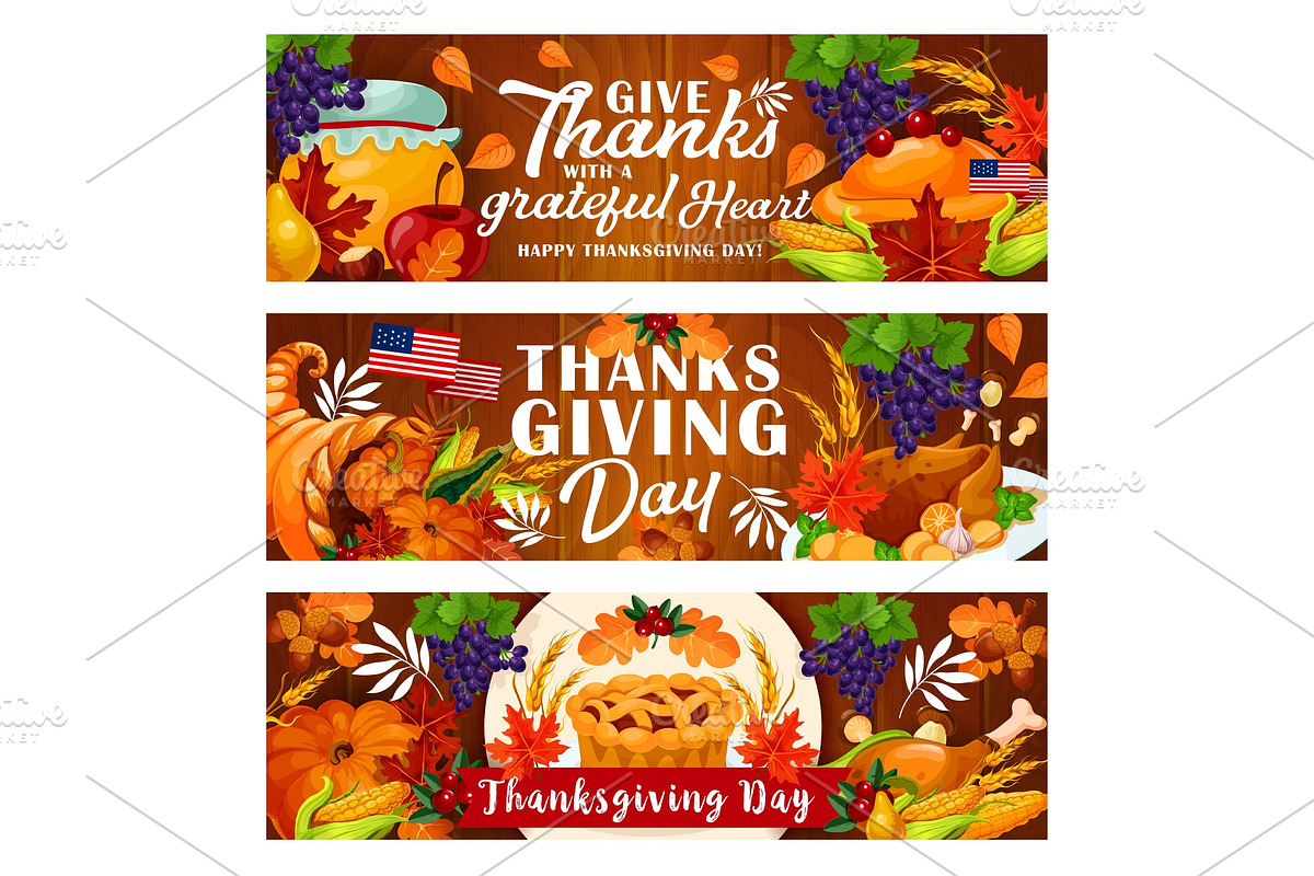 Thanksgiving Day holiday banners in Illustrations - product preview 8