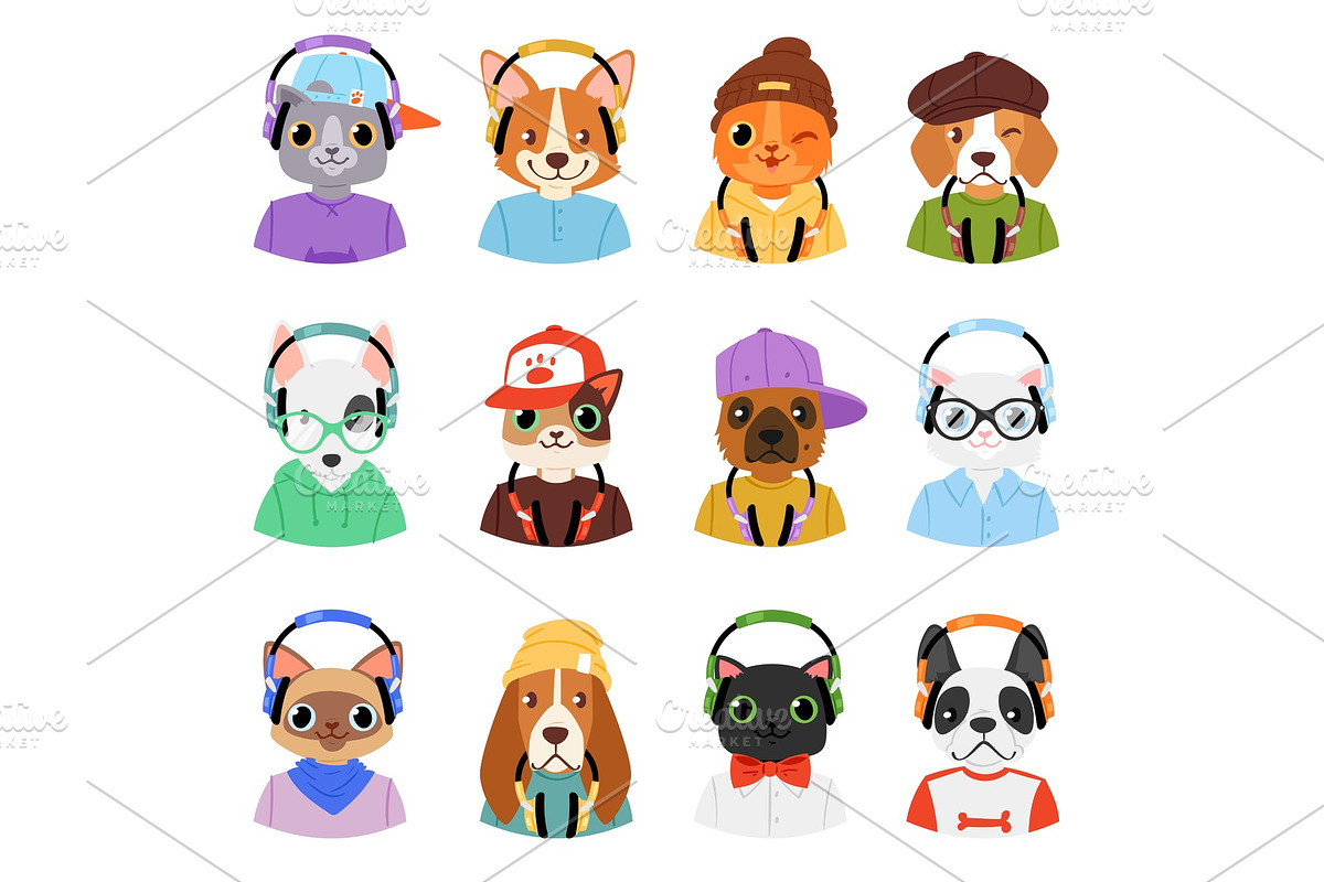 Animal in headphones vector in Illustrations - product preview 8