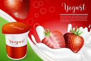 Strawberry and yogurt milk splashes