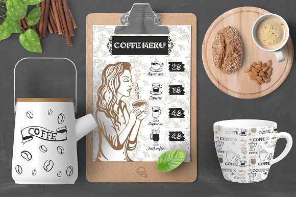 Coffe clipart black and white in Graphics - product preview 5