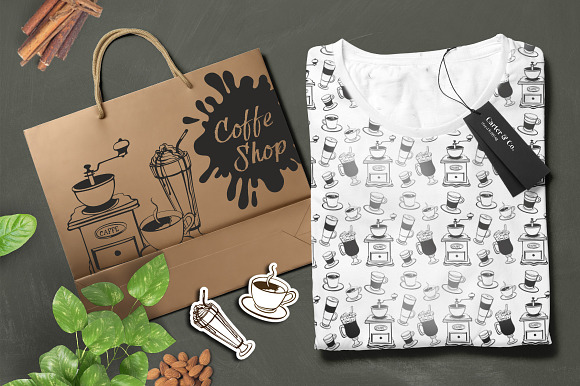 Coffe clipart black and white in Graphics - product preview 6