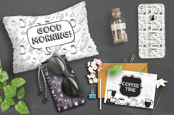 Coffe clipart black and white in Graphics - product preview 7