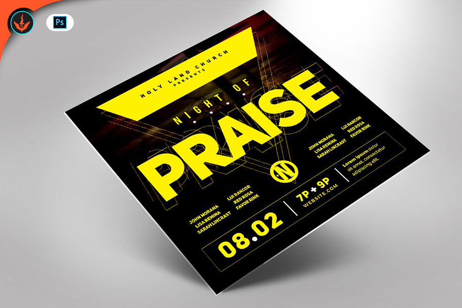 Night of Praise Gospel Concert Flyer in Flyer Templates - product preview 8