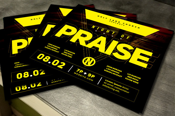 Night of Praise Gospel Concert Flyer in Flyer Templates - product preview 2