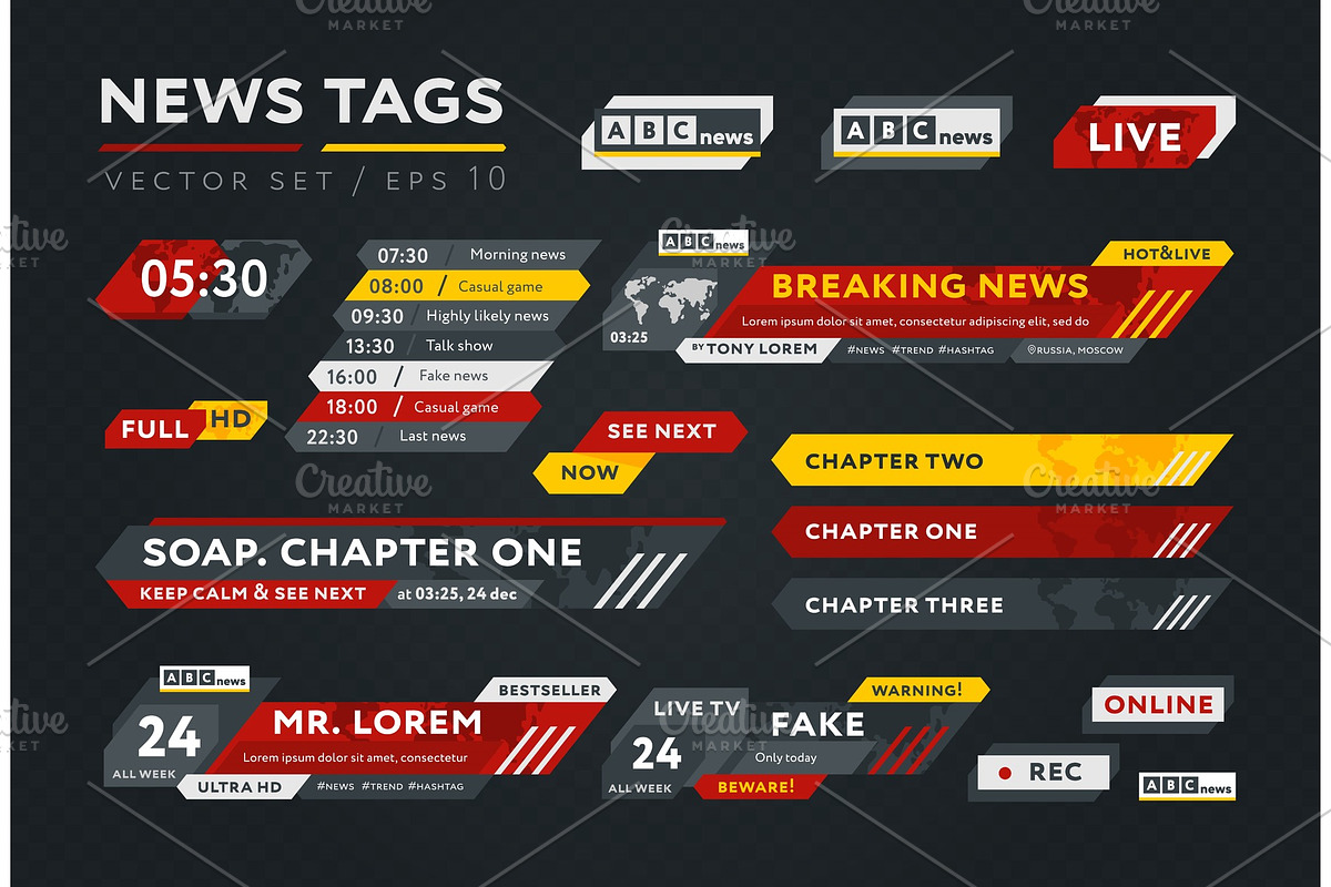 Vector collection of news tags in Illustrations - product preview 8