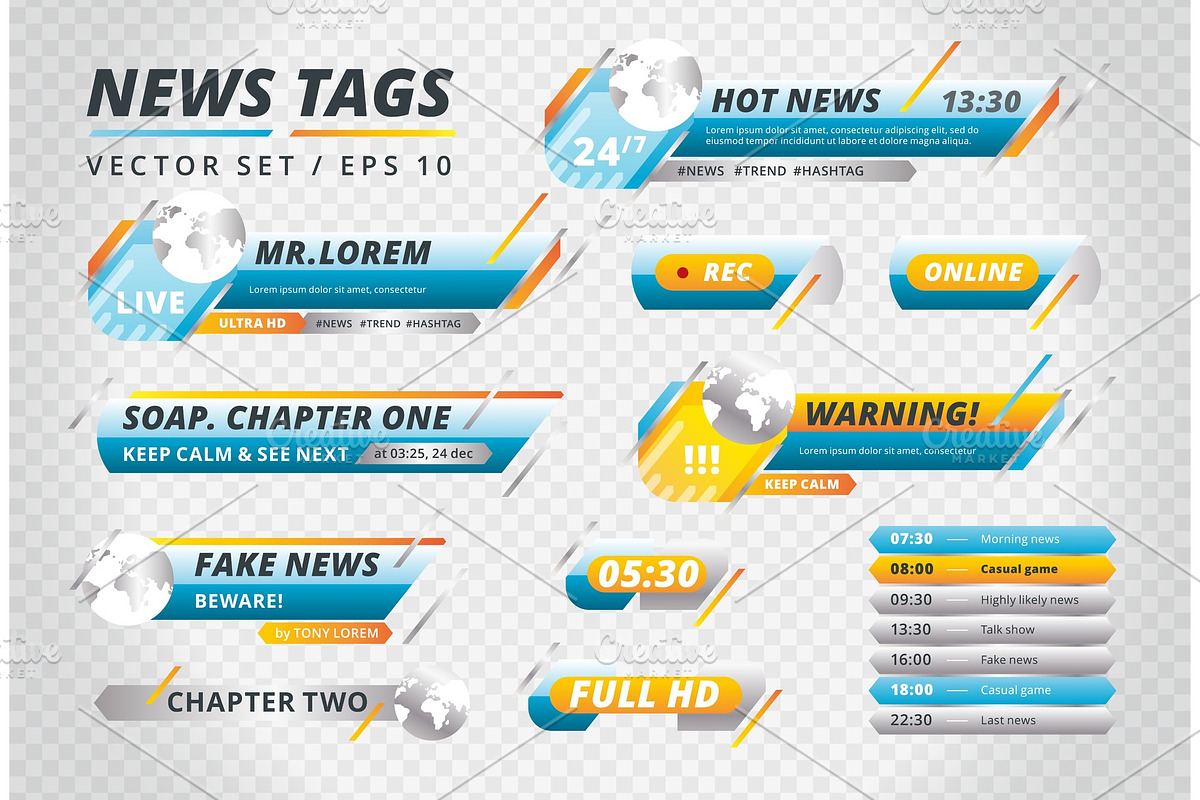 Collection of news vector tags in Illustrations - product preview 8