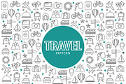 Travel line icons pattern