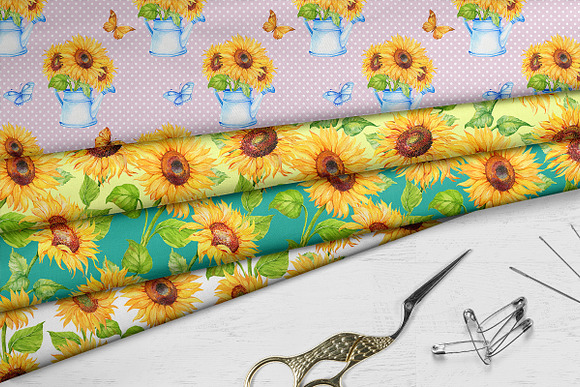 Sunflowers. seamless patterns . in Patterns - product preview 1