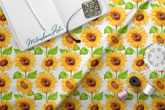 Sunflowers. seamless patterns . in Patterns - product preview 2