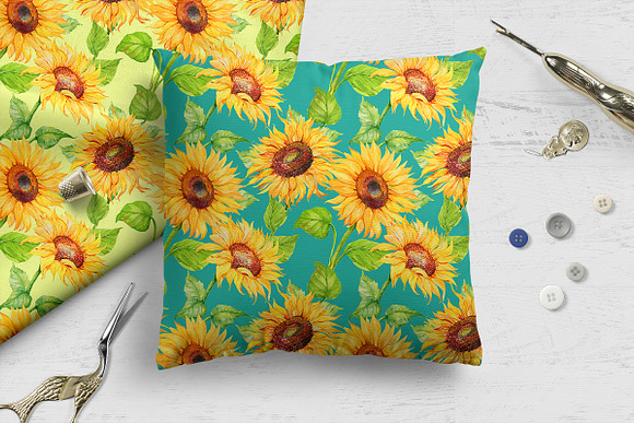 Sunflowers. seamless patterns . in Patterns - product preview 3