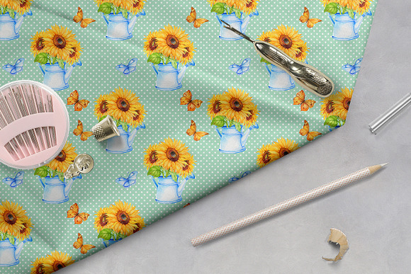 Sunflowers. seamless patterns . in Patterns - product preview 4