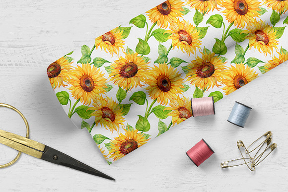Sunflowers. seamless patterns . in Patterns - product preview 5