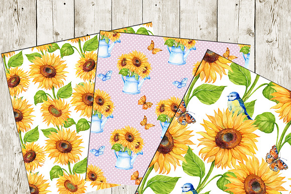 Sunflowers. seamless patterns . in Patterns - product preview 6