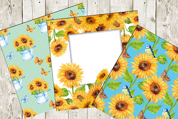 Sunflowers. seamless patterns . in Patterns - product preview 7