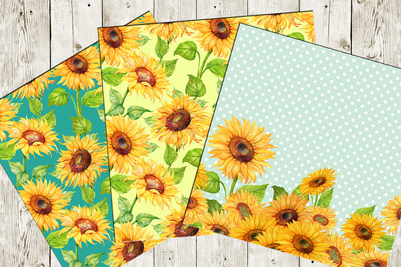 Sunflowers. seamless patterns . in Patterns - product preview 8
