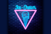 Vintage Ice Cream emblem glowing