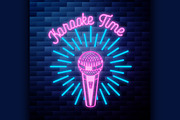 Vintage karaoke emblem glowing