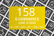 158 E-Commerce Line Inverted Icons