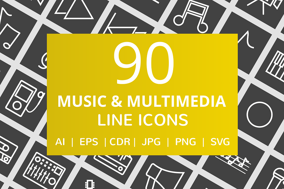 90 Music & Multimedia Line Icons in Icons - product preview 8