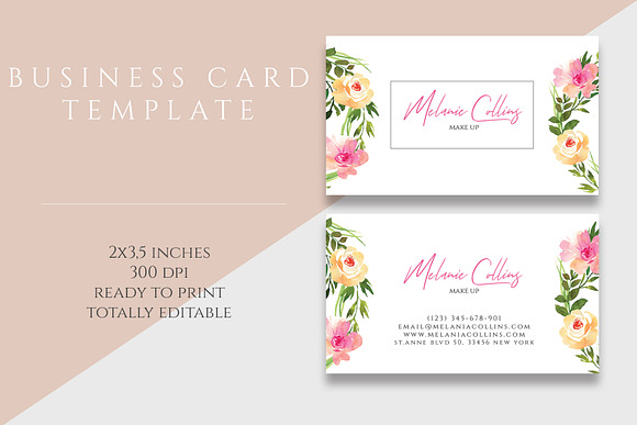 Floral Business Card Template  in Business Card Templates - product preview 1