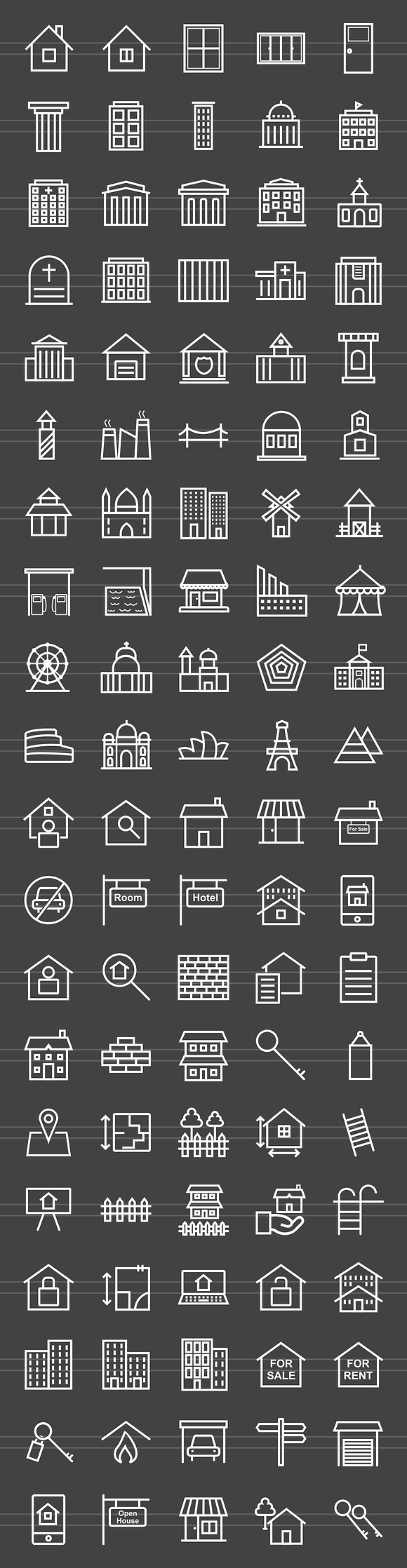100 Building & Landmarks Line Icons in Graphics - product preview 1