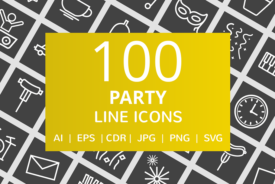 100 Party Line Inverted Icons