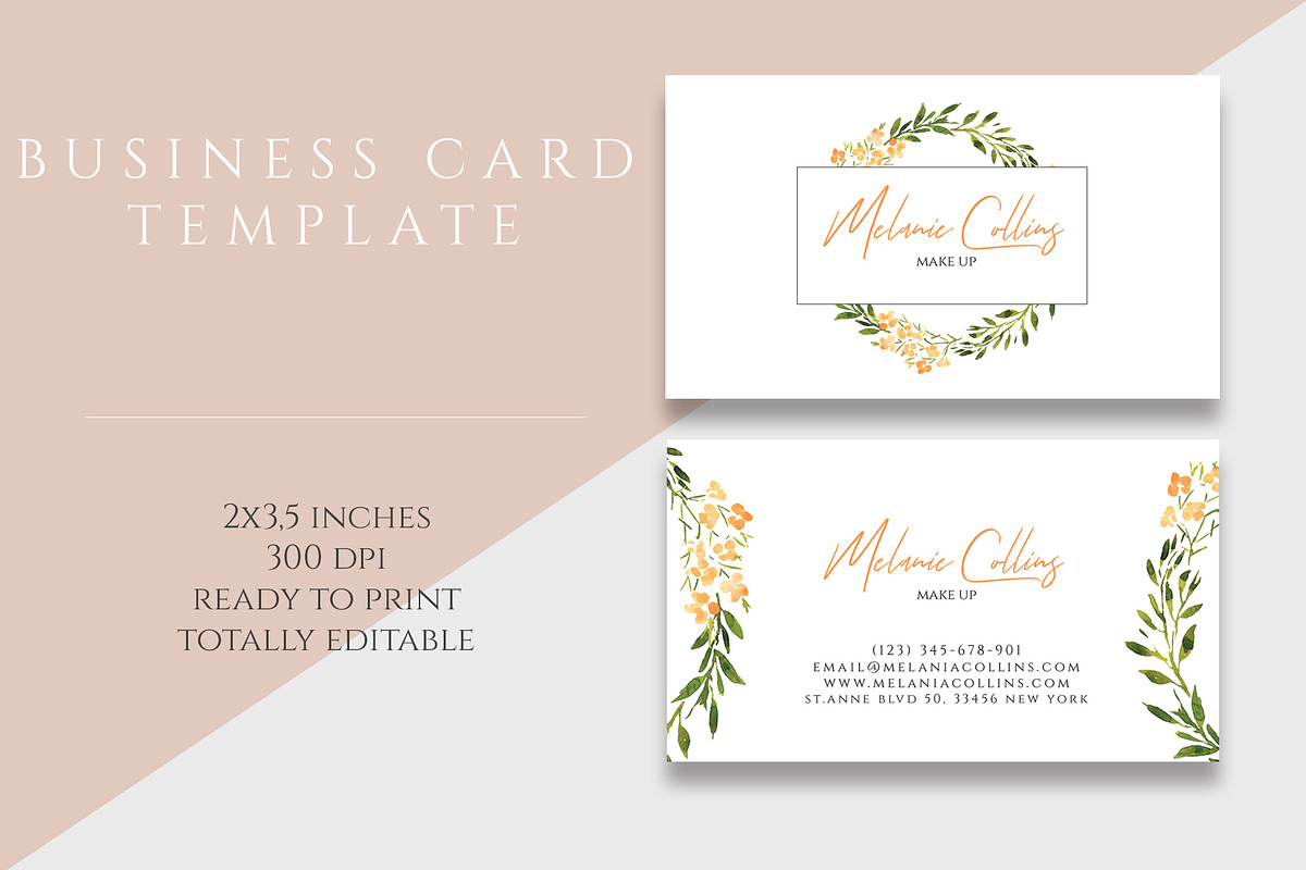 Floral Business Card Template in Business Card Templates - product preview 8