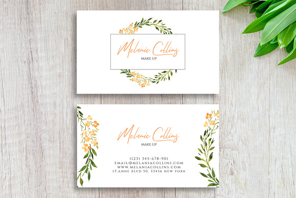 Floral Business Card Template in Business Card Templates - product preview 1