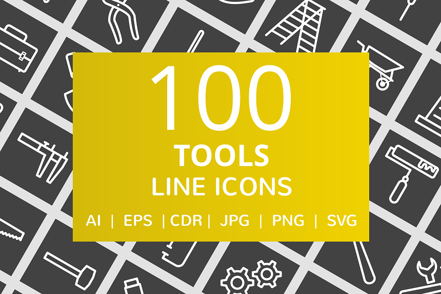 100 Tools Line Inverted Icons