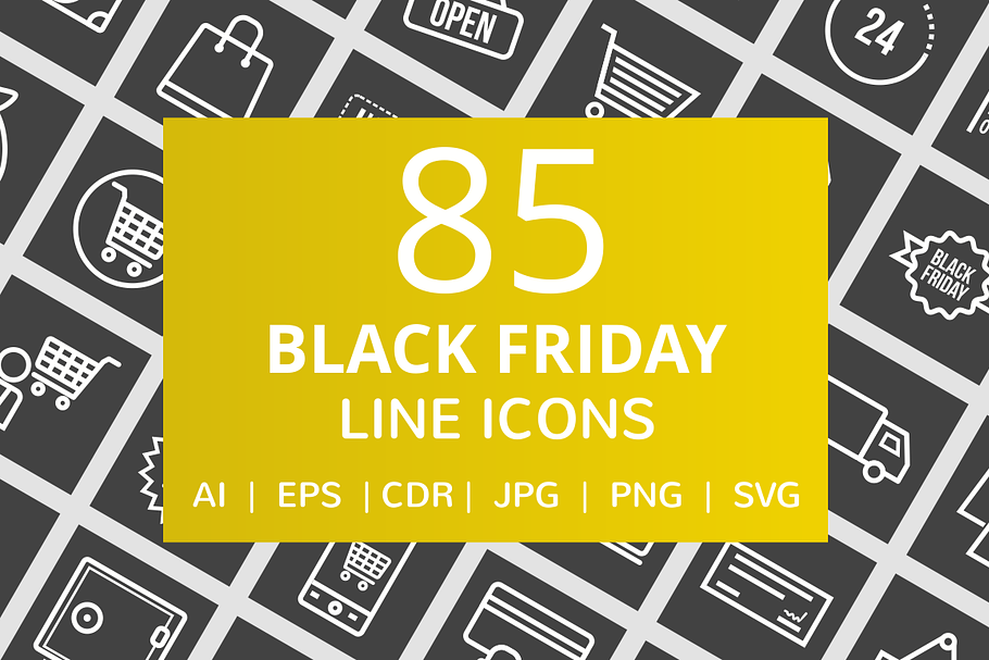 85 Black Friday Line Inverted Icons