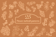 Mehndi flower patterns set