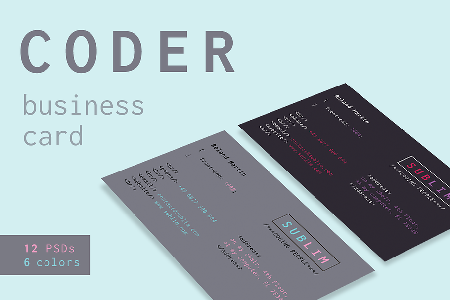 Coder / Developer Business Cards in Business Card Templates - product preview 8