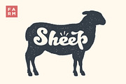 Sheep. Lettering, typography