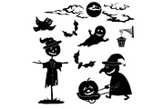Halloween cartoon, set black