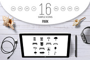 Park icons set, simple style