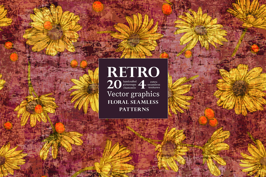 20 Retro patterns with chamomile in Patterns - product preview 8