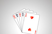 Set poker combination on gray