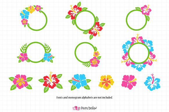 Hibiscus Monogram SVG in Objects - product preview 1