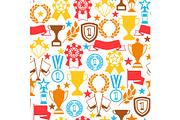 Awards and trophy seamless pattern.