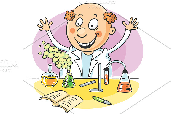 Happy Scientist and His Experiment in Illustrations - product preview 1
