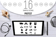 Protest icons set, simple style