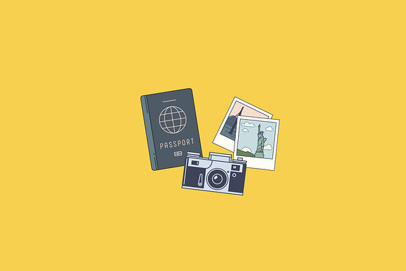 54 Colored Travel Icons in Graphics - product preview 1