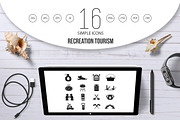 Recreation tourism icons set, simple