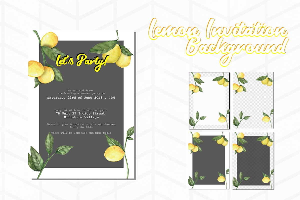 Lemon Invitation Background 2 in Card Templates - product preview 8