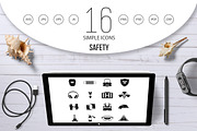 Safety icons set, simple style
