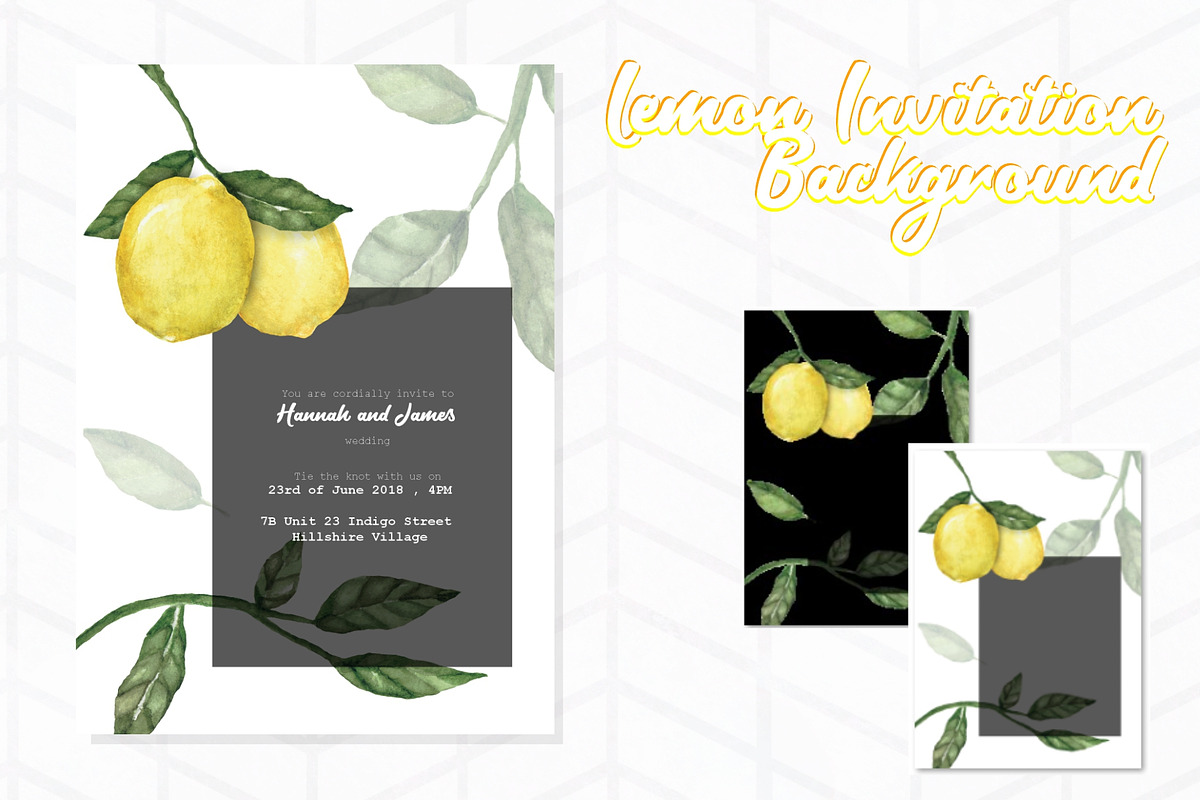 Lemon Invitation Background 1 in Wedding Templates - product preview 8